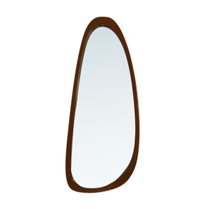 Miroir mural décoratif en forme de galet Wabi Sabi avec cadre en bois naturel pour salon, chambre, entrée, décoration intérieure - Product Image 2