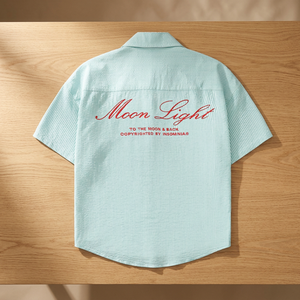 เสื้อเชิ้ตอ็อกซ์ฟอร์ดทรงบ็อกซ์ แขนสั้น ติดกระดุม ระบายอากาศได้ดี พิมพ์ลาย ปักลาย ปรับแต่งได้ คุณภาพสูง ผลิตในเวียดนาม สำหรับผู้ชายและผู้หญิง - Product Image 3