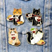 Groothandel grappige cartoon barman voor fruit emaille zinklegering voor badge broche schattige student rugzak etui