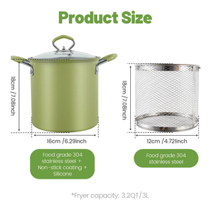 Small Deep Fryer <strong>Pot</strong> With Basket Mini Deep Oil Fryer Kitchen Gadgets for Home Tempura Chips Fries <strong>Fish</strong> Chicken 3L - Product Image 3