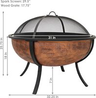 Brasero d'extérieur rond en acier pour bois avec pique à bois, revêtement poudré, montage facile, inclut un écran anti-étincelles