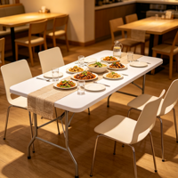 Table pliante rectangulaire portable en plastique de 180 cm, légère, pliable en deux, pour la location d'événements