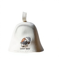 Chapeau de sauna réutilisable en feutre de laine 100% naturelle haute densité, doux, imprimé dessin animé, protection intégrale des oreilles, anti-brûlure, style russe