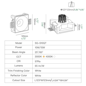Đèn <span class=keywords><strong>LED</strong></span> âm trần vuông hiện đại XRZLux <span class=keywords><strong>15W</strong></span> không viền, đèn spotlight COB, chiếu sáng trong nhà, điện áp AC220V-240V, 3000K - Product Image 4
