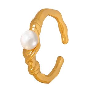 Anillo <span class=keywords><strong>de</strong></span> perlas <span class=keywords><strong>de</strong></span> agua dulce naturales con incrustaciones <span class=keywords><strong>de</strong></span> estilo <span class=keywords><strong>de</strong></span> <span class=keywords><strong>Metal</strong></span> Irregular coreano, joyería <span class=keywords><strong>de</strong></span> diseño pequeño abierto <span class=keywords><strong>de</strong></span> estilo frío - Product Image 4
