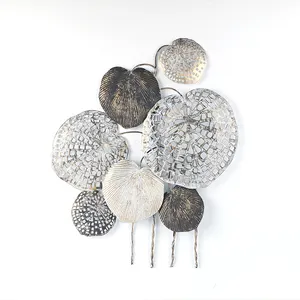 K&B wholesale China Hollow Leaves Sculpture Metal black home Wall decoration items