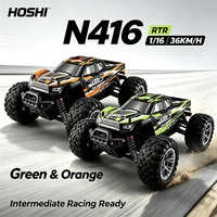 HOSHI Camion monstre RC 4x4 tout-terrain haute vitesse à 4 canaux, échelle 1/16, N416, télécommande 100m, 36KM/H, chargeur, batterie 7.4V