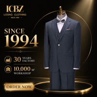 Costume 3 pièces gris en laine australienne sur mesure pour homme, revers cranté, simple boutonnage, style contemporain, pour mariage, vente en gros
