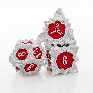 Juego de dados poliédricos de acrílico y metal Accesorio de juego de rol de mesa de 14 piezas para juegos DND Inspirado en Multiple Lotus - Product Image 4