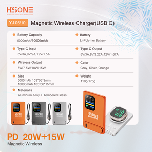 YJ05 พาวเวอร์แบงค์แม่เหล็กบางเฉียบ 5000mAh ความบาง 9 มม. ชาร์จเร็ว 15W พร้อมหน้าจอ TFT HISONE - Product Image 6