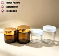 Pots cosmétiques vides en verre ambré avec couvercles à vis noirs 5ml 10ml 15ml 30ml 50ml 60ml 100ml 120ml pour crèmes visage et yeux