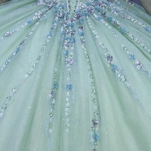 Abito da ballo in Tulle verde abito da sera moderno elegante Vestidos <span class=keywords><strong>per</strong></span> <span class=keywords><strong>festa</strong></span> <span class=keywords><strong>di</strong></span> compleanno Quinceanera - Product Image 6