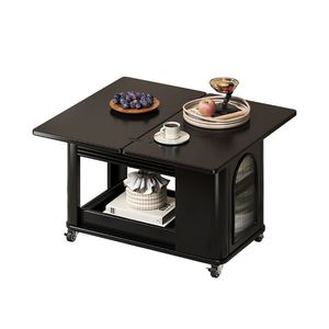 Foldable Coffee <b>Table</b> With Storage Square Top Movable Living Room Side <b>Table</b> Multifunctional <b>Sofa</b> Cabinet - Product Image 3