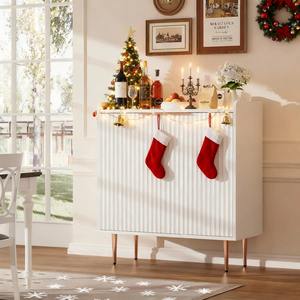 Modern witte koffiebar kast met wijnrek, lade en opbergruimte, witgouden sideboard bar kast voor thuis - Product Image 1