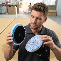Chichuang Tampon de polissage en microfibre de 5 pouces pour le detailing automobile, tampon en microfibre personnalisé, tampon de lustrage en microfibre doux pour cire