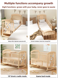 Cama Convertible 6 en 1 de Bambú No Tóxico para Niños, Cama de Juego, Mueble de Guardería, Mesa, Cambiador, Almacenamiento Seguro para Bebés - Product Image 3