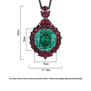 Collar Clásico con Circonitas de Corte Rosa Coloridas, Antideslustre, Ecológico, Chapado en Oro Negro sobre Cobre, para Damas, Regalo Festivo - Product Image 6