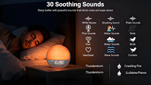 Réveil intelligent avec simulation de lever de soleil, lumière, réveil avec sons de la <span class=keywords><strong>nature</strong></span>, haut-parleur de <span class=keywords><strong>bruit</strong></span> blanc, lampe de chevet, horloge numérique de table - Product Image 2