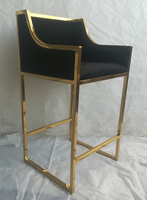 Tabouret de Bar de style européen moderne, comptoir avec dossier haut, en acier inoxydable doré, pour la maison, le Restaurant, la bistrot