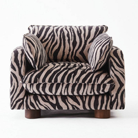 Fauteuil à dossier croisé en tissu à motif zèbre élégant et moderne, fauteuil simple en bois pour salon, chambre à coucher, hôtel