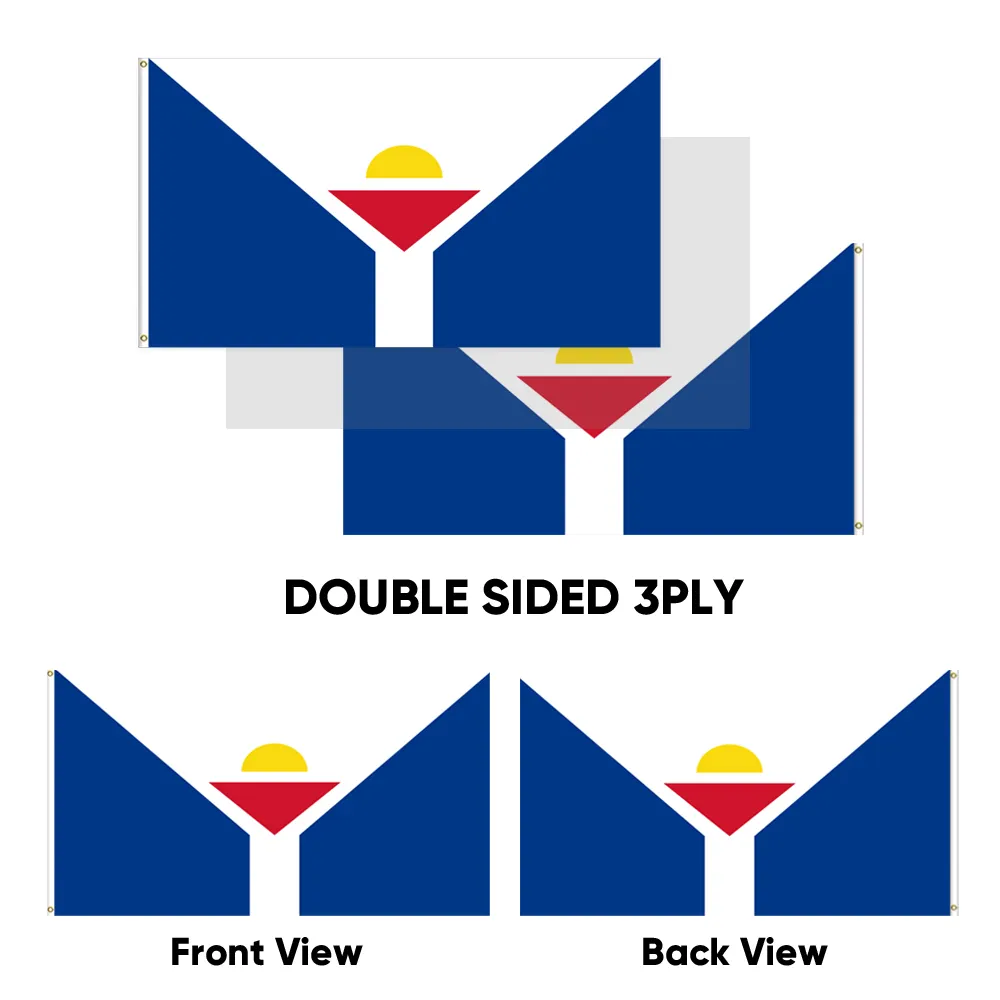 Wholesales high quality Saint Martin National 3*5ft flag double side print 3 layers polyester with shading cloth flags