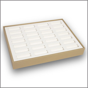 Plateau de présentation en cuir brossé pour perles Dzi, 28 compartiments, plateau de rangement pour bijoux à face blanche, pour perles et accessoires en vrac - Product Image 3