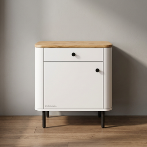 Solid Mango <b>Wood</b> 2-Door Storage <b>Cabinet</b> with White Finish & Metal Legs | Eco-Friendly Handmade Modern Bedroom Furniture - Product Image 1