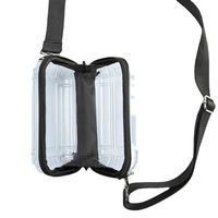 Vente en gros de sac à bandoulière transparent en PVC avec logo personnalisé mini sac de maquillage en forme de valise sac à bandoulière cosmétique transparent