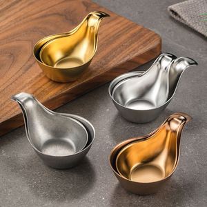 Recipientes Retro de Metal para Mezclar Condimentos, Vajilla de Restaurante, Plato para Salsas de Acero Inoxidable con Asa, Taza Redonda para Salsas - Product Image 2