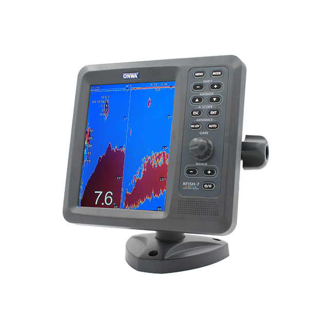 Marine 7" Color Tft Lcd Fish Finder With Dual Frequency Kfish-7 Echo Depth Sounder Display With Bronze Plastic Transducer