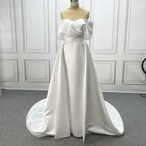 Robe De Mariage 2-in-1 Detachable Train Stone Dropped Polyester Satin Bohemian Measured Bridal Dresses Wedding 2022 Elegant 2023