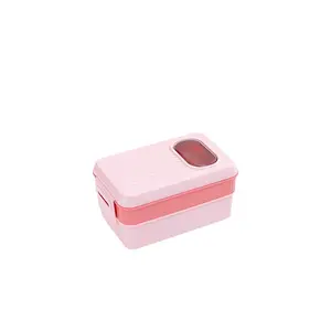 Dupla camada Lunch Box pode ser Microondas Aquecido Selado Estudante Escritório Trabalhador Food Grade Crisper Bento Box Simples ins