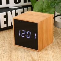 Reloj inteligente de madera con cubo Led, multifuncional, luminoso, electrónico, despertador, Digital, mesa, venta al por mayor de fábrica