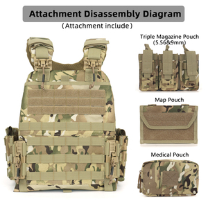 Taktische Weste mit Magazintasche, Molle-Angriffsweste, Schnellverschluss-Schutzweste, Plattenträger für Training und Einsätze - Product Image 4