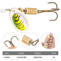Umpan Pancing Spoon Spinner 6.7CM-5.8G 5 Warna, Spinnerbait Logam dengan Bilah Logam untuk Memancing Ikan Trout
