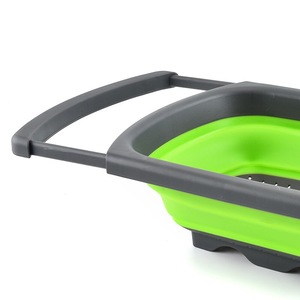 <span class=keywords><strong>Scolapasta</strong></span> pieghevole in Silicone Set di 3 colini sopra il lavandino colino per Pasta vegetale con manici allungabili - Product Image 3