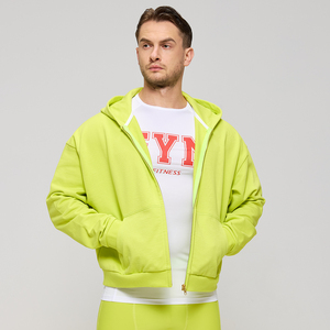 Sudadera con capucha oversize para hombre con cremallera, estilo casual deportivo, corte holgado, para fitness, con cremallera, corta, DTG, al por mayor - Product Image 3