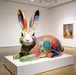 Vendita Diretta dalla Fabbrica di Popolari Sculture di Coniglio in Fibra di Vetro in Stile Artistico per Decorazioni. - Product Image 4