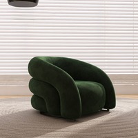 Fauteuil d'appoint moderne incurvé, canapé individuel au design ondulé unique, fauteuil de loisirs artistique en tissu pour salon et décoration d'hôtel