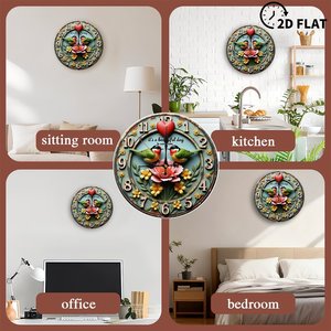 Round Wooden Wall <b>Clock</b> 25cm Retro Art Silent Non Ticking Cafe Restaurant Decor - Product Image 4