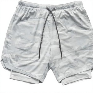 Custom Logo Men's Double <b>Layer</b> Printed Spandex/Cotton Sports Athletic Workout Running Gym Shorts Liner Breathable Shorts - Product Image 1