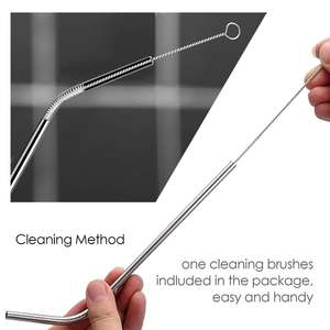 Pailles en acier inoxydable réutilisables, pailles à boire en métal avec brosse de nettoyage - Product Image 5