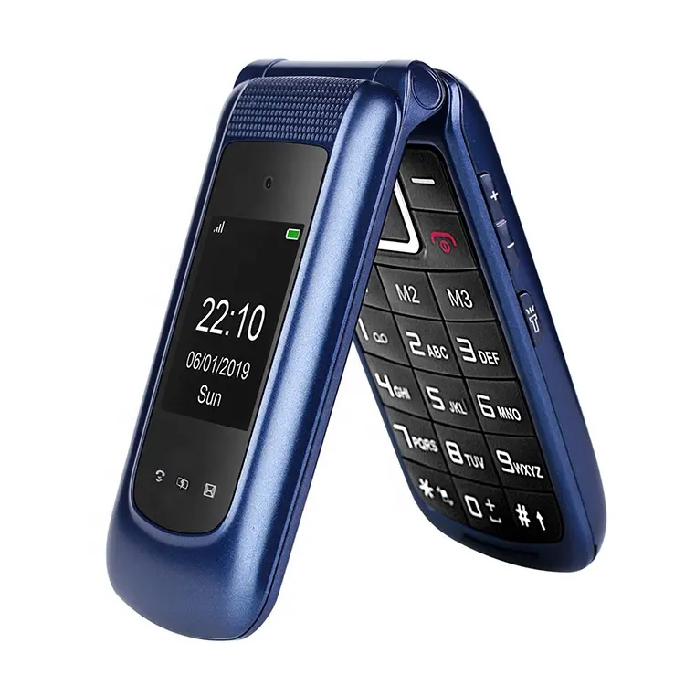 Easy Use Good Quality Senior Elderly Flip Mobile Phone Big Button Senior China BLUE LCD 1080P 2.4 Inch Tecno Mobile Phone GSM