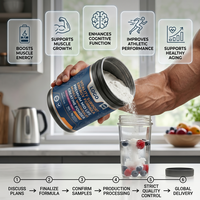 Poudre musculaire premium GMP végétalienne OEM à marque privée, formule personnalisée, antioxydante, pour le soutien de la vitalité et l'énergie des adultes, bien-être et jeunesse en milieu de vie