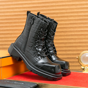 Stivali da Uomo Taglia Grande Moda Autunnale Casual Alti Stile Motociclista da Combattimento e da Lavoro Trendy con Rialzo in Pelle - Product Image 4
