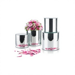 <b>Silver</b> Flower Vases Decorative Glass Vases for Home Living Room Dining Room Guest Room Decor - Product Image 1