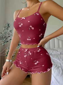 Ensemble de pyjama 2 pièces pour femme, haut à manches courtes en dentelle et short à taille élastique, tenue décontractée d'été, vêtements de nuit doux 95% - Product Image 3