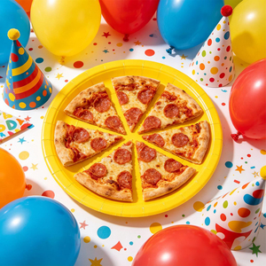 Hechos de cartón de alta calidad, 17 cm, 8 platos amarillos, kits de artículos desechables para fiestas. - Product Image 3