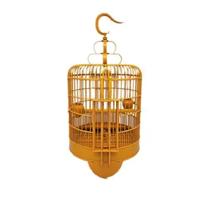 Di bambù di colore giallo birdcage commercio all'ingrosso di uccelli decorativi gabbie per uccelli di allevamento