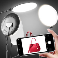 Nouvel Anneau Lumineux de Photographie pour Selfie et Vidéo TikTok, Ringlight LED 18 Pouces avec Support et Lumières de Panneau Audio